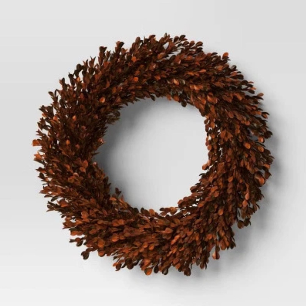 Charming Brown Boxwood Holiday Wreath- Threshold Designed